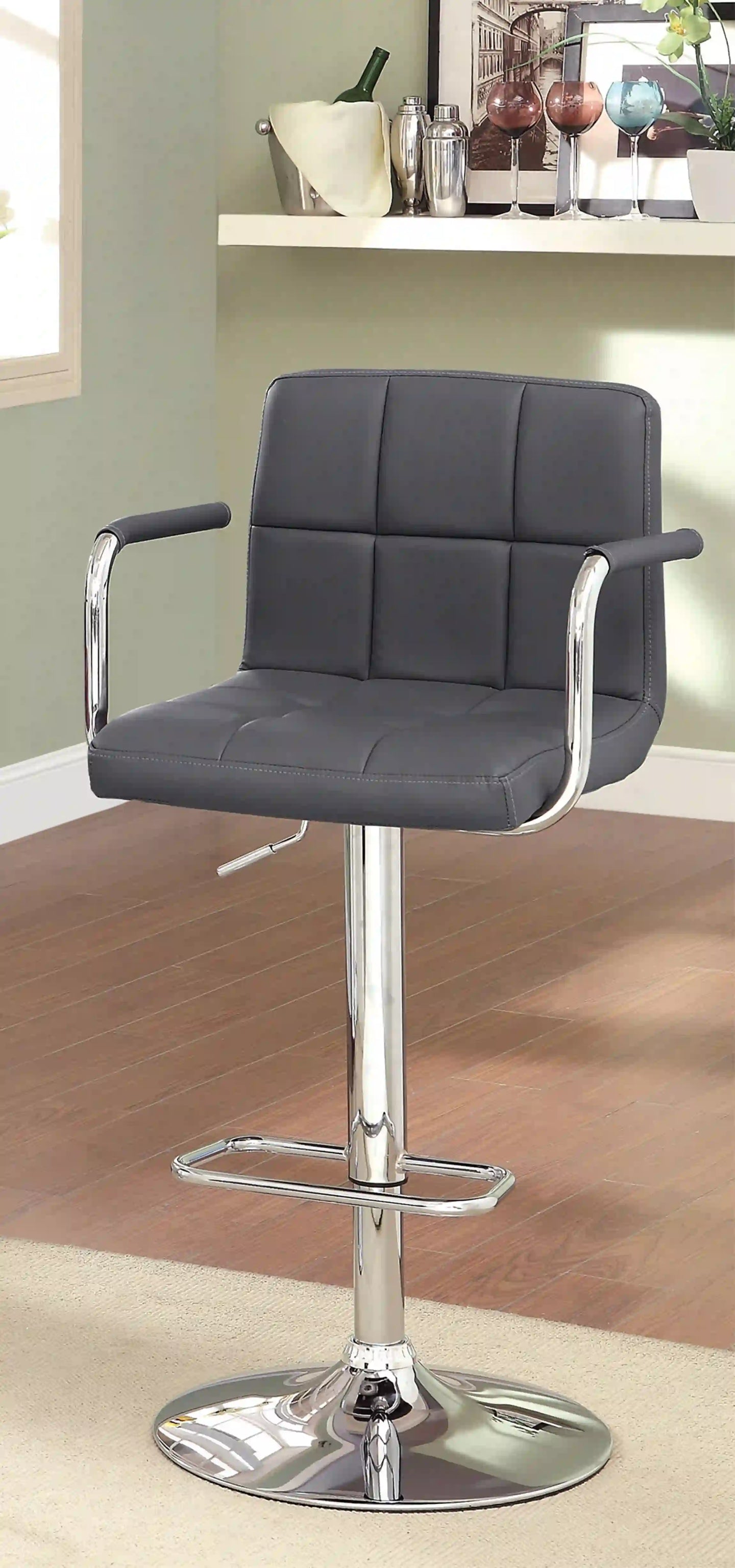 Furniture of America Witmer Contemporary Height Adjustable Bar Stool in Gray - IDF-BR6917GY