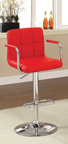 Furniture of America Witmer Contemporary Height Adjustable Bar Stool in Red - IDF-BR6917RD