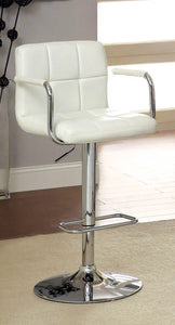 Furniture of America Witmer Contemporary Height Adjustable Bar Stool in White - IDF-BR6917WH