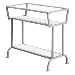 White /clear / Silver Accent Table / Side Table - I 2068