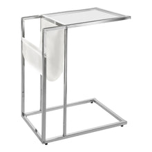 Load image into Gallery viewer, Chrome /clear / White Accent Table / C Table - I 3034