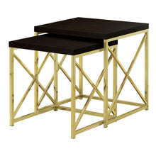 Load image into Gallery viewer, Espresso /gold Nesting Table - I 3237