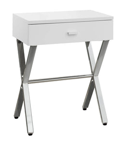 White /chrome Accent Table / Night Stand / Side Table - I 3262