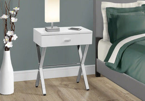 White /chrome Accent Table / Night Stand / Side Table - I 3262