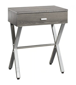 Dark Taupe /chrome Accent Table / Night Stand / Side Table - I 3263