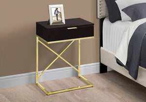 Espresso /gold Accent Table / Night Stand / Side Table - I 3476
