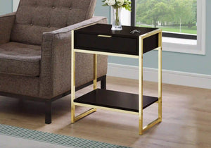 Espresso /gold Accent Table / Night Stand / Side Table - I 3486