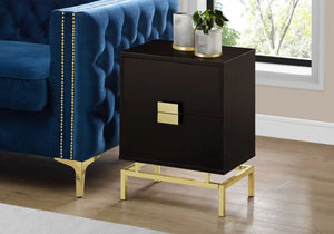 Espresso /gold Accent Table / Night Stand / Side Table - I 3496