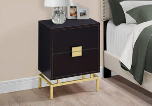 Espresso /gold Accent Table / Night Stand / Side Table - I 3496