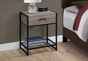 Dark Taupe /black / Clear Accent Table / Night Stand / Side Table - I 3501