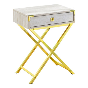 Beige /gold Accent Table / Night Stand / Side Table - I 3553