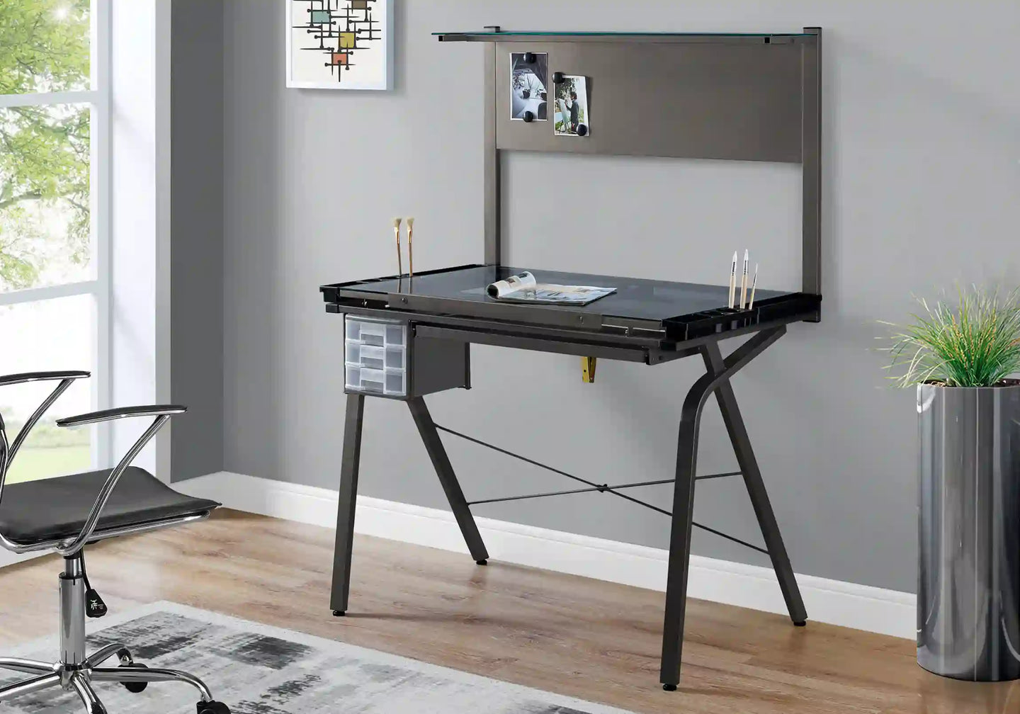 Grey /clear Drafting Table - I 7034