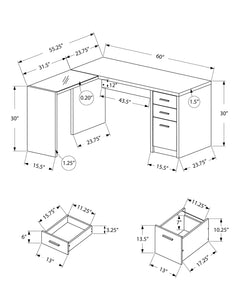White /clear Computer Desk / L Shaped Desk - I 7136