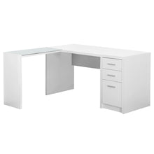 Load image into Gallery viewer, White /clear Computer Desk / L Shaped Desk - I 7136