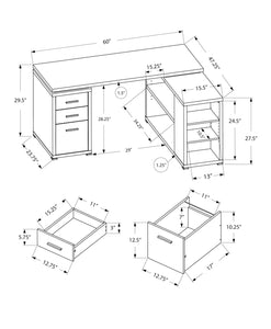 Taupe Computer Desk / L Shaped Desk - I 7319
