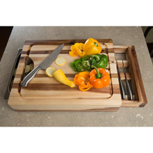 Load image into Gallery viewer, Long Grain Acacia Cutting Board with Knife Storage Slots