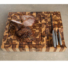 Load image into Gallery viewer, End Grain Acacia Cutting Board with Knife Storage Slots