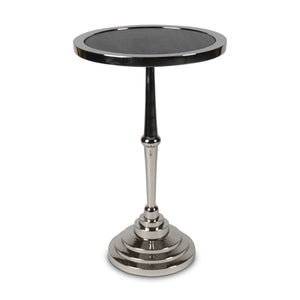 Authentic Models Aluminium & Stone Martini Table, Silver & Black - MF408B