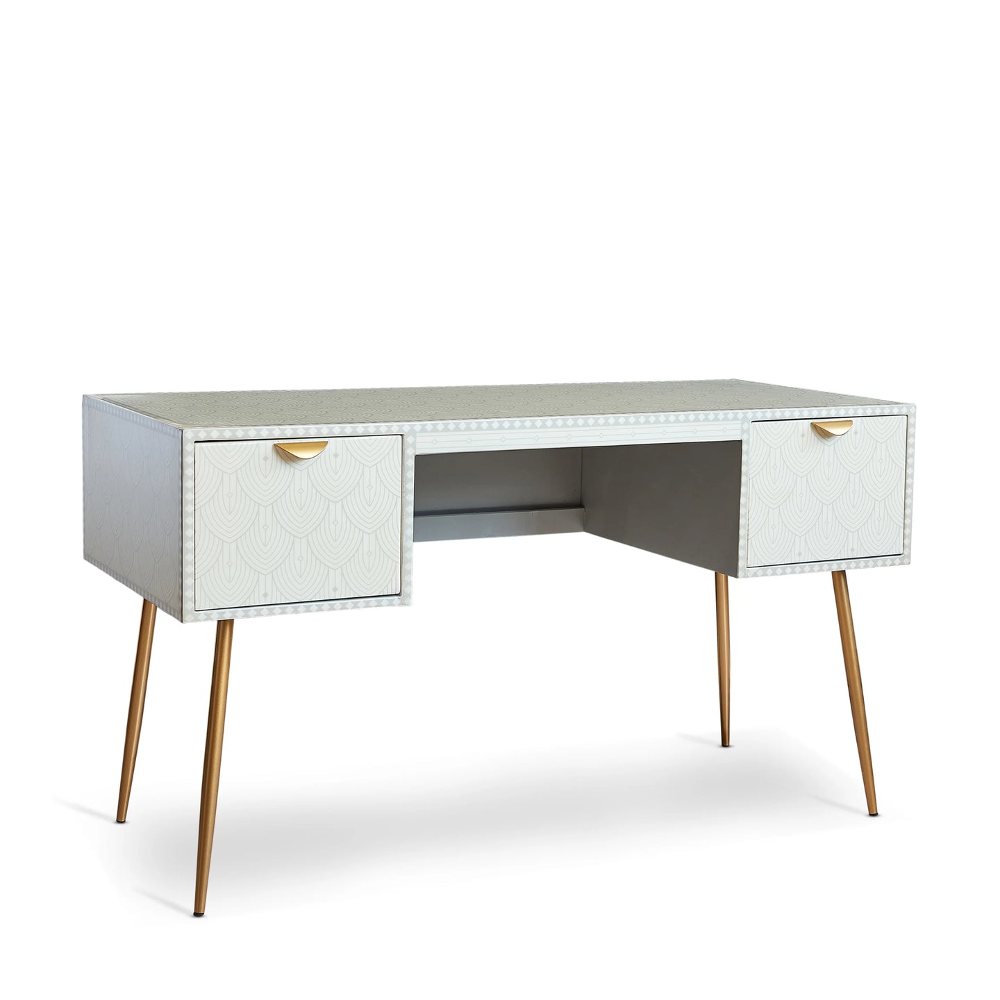 Authentic Models Art Deco Ladies Desk, Gray / Gold - MF409