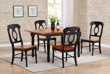 Load image into Gallery viewer, Sunset Trading Selections 5 Piece 60&quot; Rectangular Extendable Dining Set | Napoleon Chairs | Butterfly Leaf Table | Cherry/Antique Black Wood | Seats 4, 6