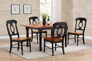 Sunset Trading Selections 5 Piece 60" Rectangular Extendable Dining Set | Napoleon Chairs | Butterfly Leaf Table | Cherry/Antique Black Wood | Seats 4, 6