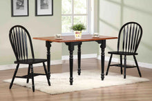 Load image into Gallery viewer, Sunset Trading Selections 3 Piece 48&quot; Rectangular Extendable Dining Set | Windsor Arrowback Chairs | Drop Leaf Table | Antique Black/Cherry Wood | Seats 2,4