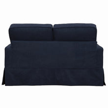 Load image into Gallery viewer, Sunset Trading Americana Box Cushion Slipcovered Loveseat | Stain Resistant Performance Fabric | Navy Blue