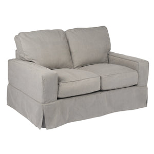 Sunset Trading Americana Box Cushion Slipcovered Loveseat | Stain Resistant Performance Fabric | Gray