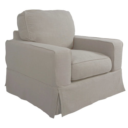 Sunset Trading Americana Box Cushion Slipcovered Chair | Light Gray 