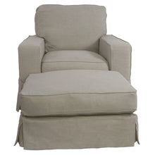 Load image into Gallery viewer, Sunset Trading Americana Box Cushion Slipcovered Chair and Ottoman in Light Gray