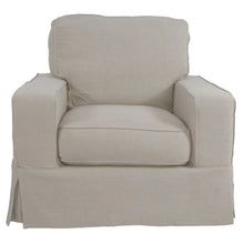 Load image into Gallery viewer, Sunset Trading Americana Box Cushion Slipcovered Chair and Ottoman in Light Gray