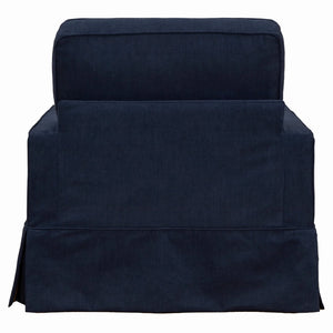 Sunset Trading Americana Box Cushion Slipcovered Chair | Stain Resistant Performance Fabric | Navy Blue