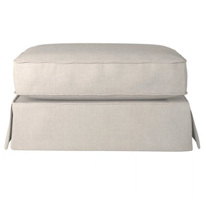 Sunset Trading Americana Box Cushion Slipcovered Ottoman | Light Gray 