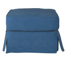 Load image into Gallery viewer, Sunset Trading Americana Box Cushion Slipcovered Ottoman | Indigo Blue