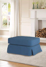 Load image into Gallery viewer, Sunset Trading Americana Box Cushion Slipcovered Ottoman | Indigo Blue