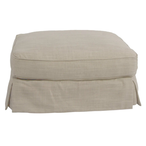 Sunset Trading Americana Box Cushion Slipcovered Ottoman | Linen