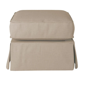 Sunset Trading Americana Box Cushion Slipcovered Ottoman | Linen