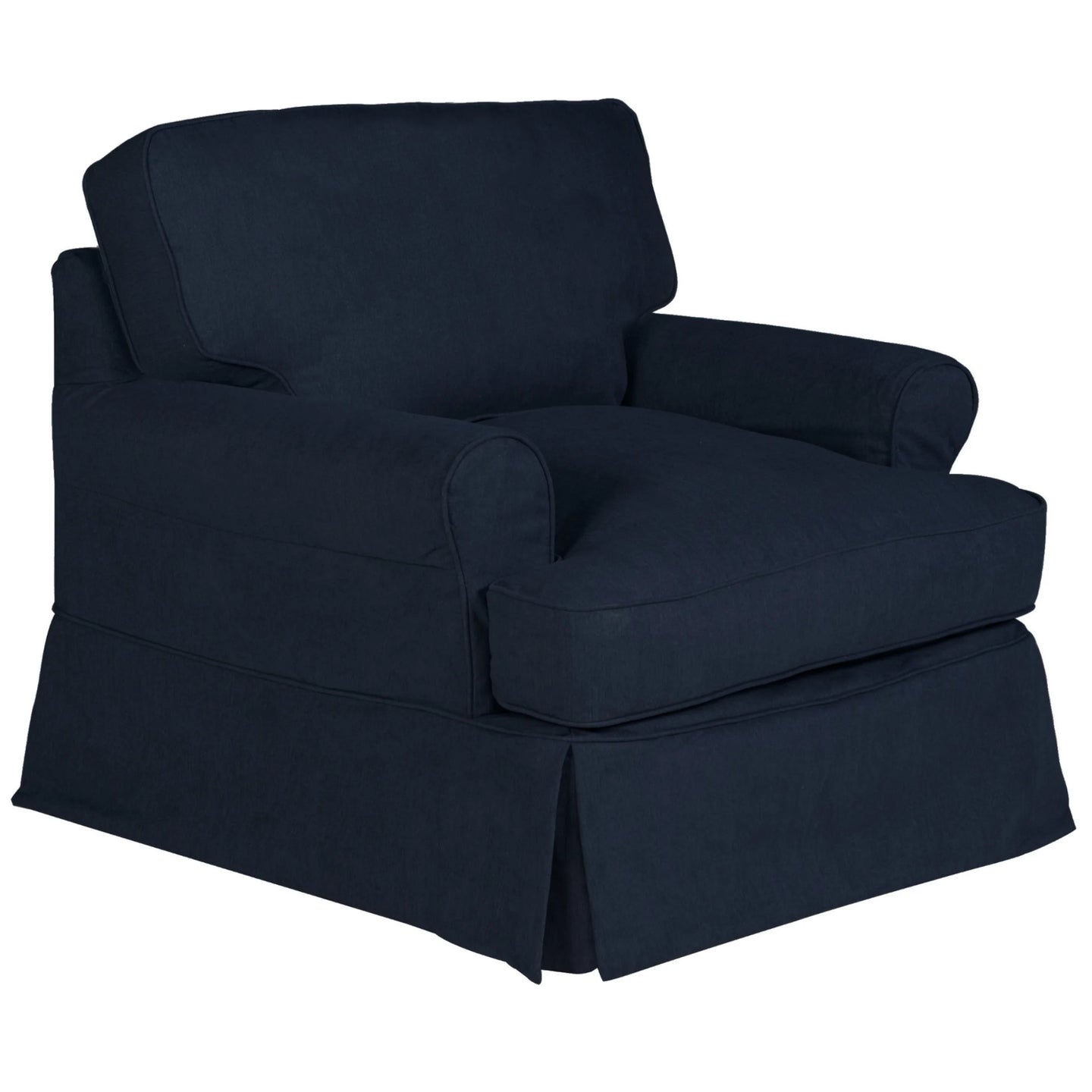 Sunset Trading Horizon Slipcovered T-Cushion Chair | Stain Resistant Performance Fabric | Navy Blue