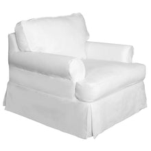 Load image into Gallery viewer, Sunset Trading Horizon Slipcover Set for T-Cushion Chair and Ottoman | Stain Resistant Performance Fabric | White
