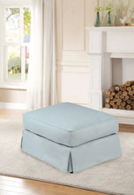 Load image into Gallery viewer, Sunset Trading Horizon Slipcovered Ottoman | Stain Resistant Performance Fabric | Ocean Blue