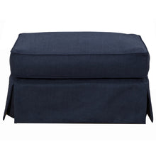 Load image into Gallery viewer, Sunset Trading Horizon Slipcovered Ottoman | Stain Resistant Performance Fabric | Navy Blue