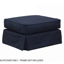 Load image into Gallery viewer, Sunset Trading Horizon Slipcover for Rectangular Ottoman | Stain Resistant Performance Fabric | Navy Blue