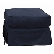 Load image into Gallery viewer, Sunset Trading Horizon Slipcover for Rectangular Ottoman | Stain Resistant Performance Fabric | Navy Blue