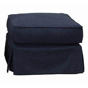 Sunset Trading Horizon Slipcover for Rectangular Ottoman | Stain Resistant Performance Fabric | Navy Blue