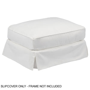 Sunset Trading Horizon Slipcover for Rectangular Ottoman | Stain Resistant Performance Fabric | White