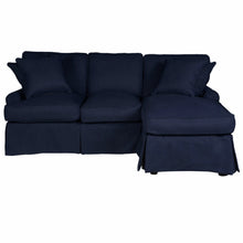 Load image into Gallery viewer, Sunset Trading Horizon Slipcover for T-Cushion Sectional Sofa with Chaise | Stain Resistant Performance Fabric | Navy