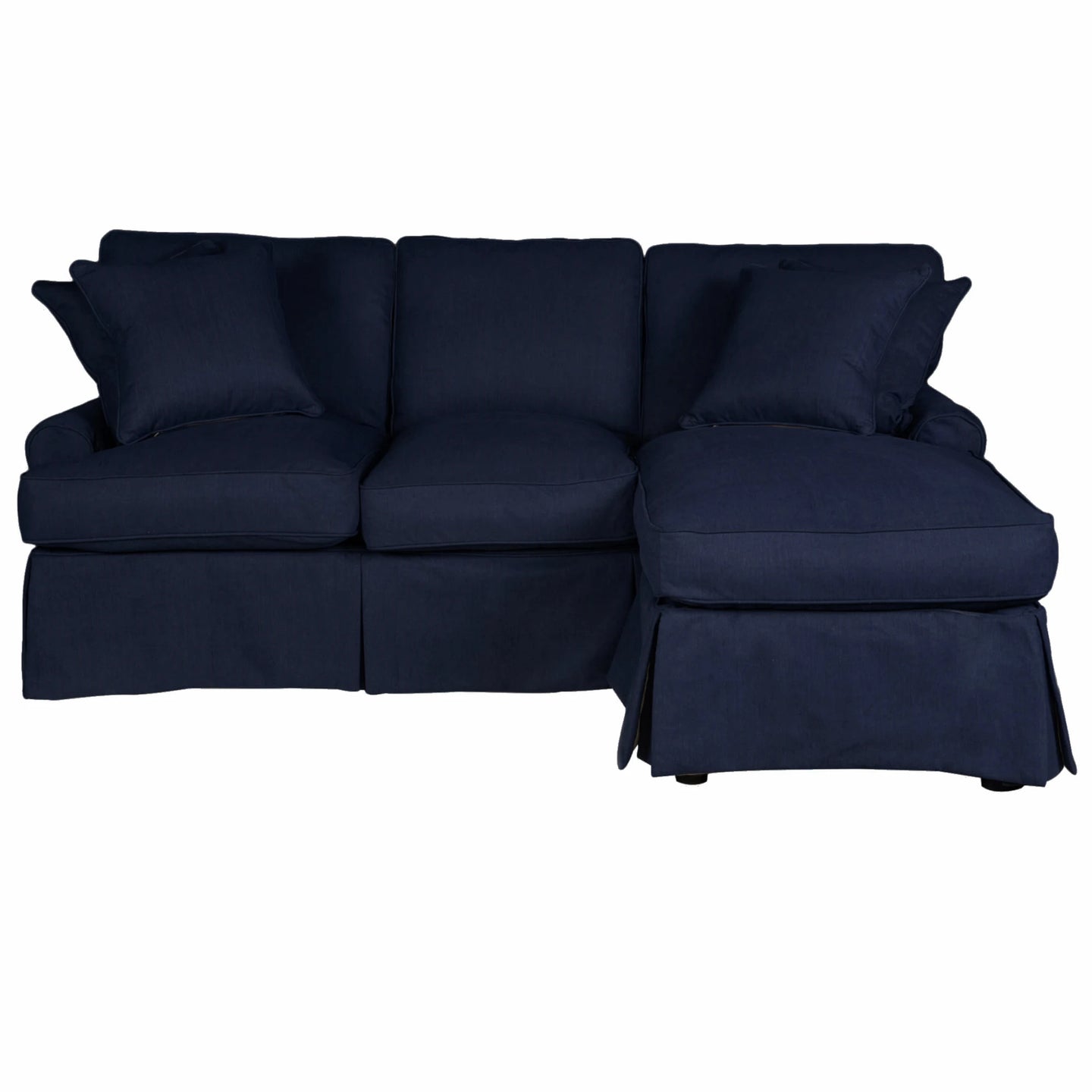 Sunset Trading Horizon Slipcover for T-Cushion Sectional Sofa with Chaise | Stain Resistant Performance Fabric | Navy