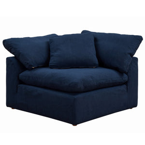 Sunset Trading Cloud Puff 3 Piece 88" Wide Slipcovered Modular Sectional Small L Shaped Sofa | Stain Resistant Performance Fabric | Navy Blue