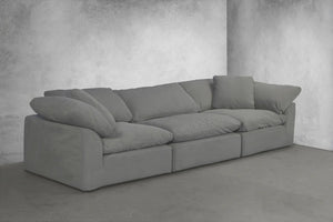 Sunset Trading Cloud Puff 3 Piece 132" Wide Slipcovered Modular Sectional Sofa | Stain Resistant Performance Fabric | Gray