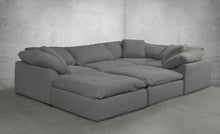 Load image into Gallery viewer, Sunset Trading Cloud Puff 6 Piece 132&quot; Wide Slipcovered Modular Pitt Sectional Sofa | Stain Resistant Performance Fabric | Gray